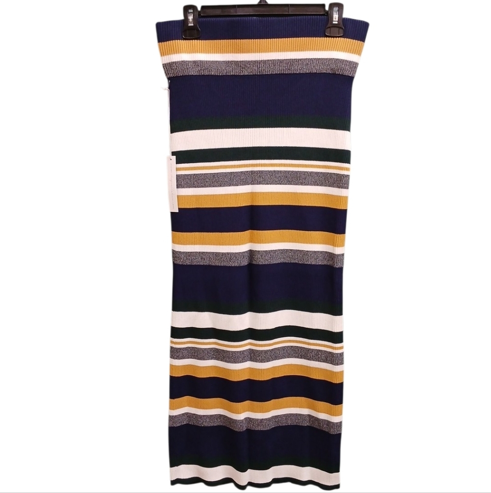 Callahan Anthropologie NWT Greenwhich Striped Ribbed Pencil Maxi Skirt Large
